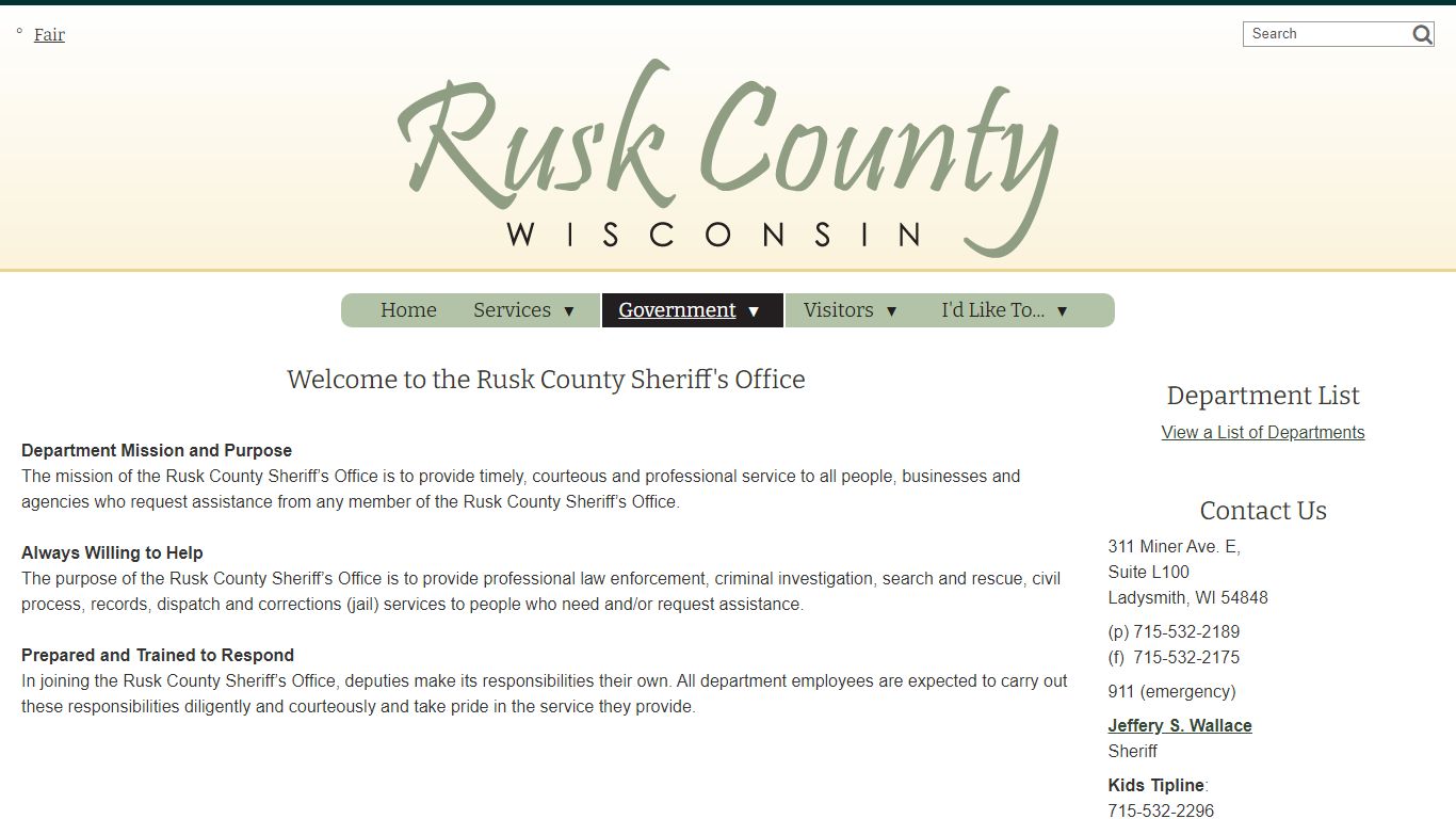 Sheriff - Rusk County, WI